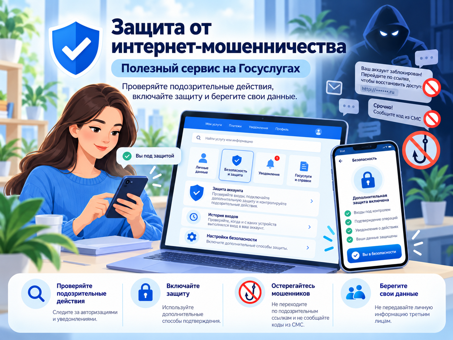 Защита от интернет-мошенничества: полезный сервис на Госуслугах